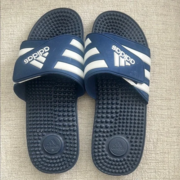 Adidas Navy and White Slide Sandals - Picture 1 of 6